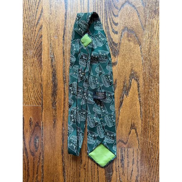 Vintage 70s Green Owl Tie Groovy Hipster Indie Alternative Collegiate Professor - Picture 4 of 7